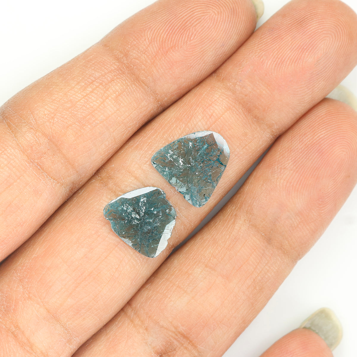 0.99 CT Natural Loose Slice Shape Diamond Blue Color Irregular Cut Slice Diamond 10.20 MM Natural Loose Blue Slice Rose Cut Diamond LQ783