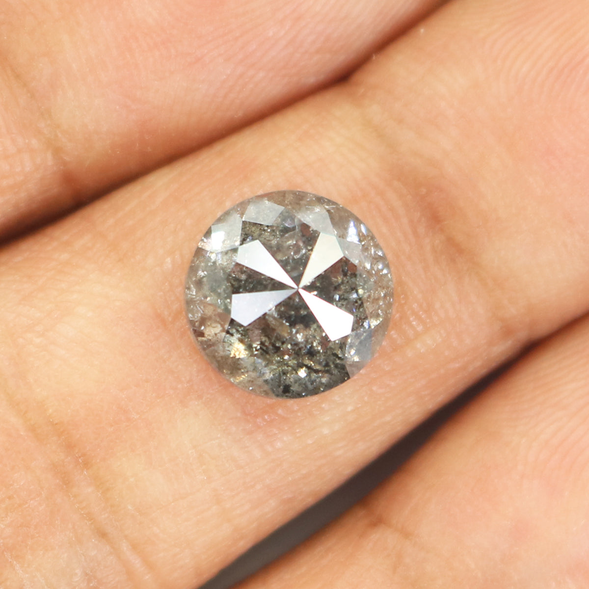 2.77 Ct Natural Loose Round Rose Cut Diamond Black Gray Color Round Diamond 8.40 MM Natural Loose Salt and Pepper Rose Cut Diamond QL9731