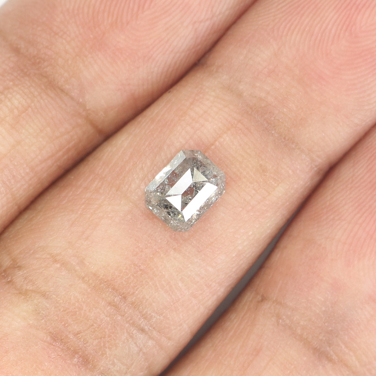 0.89 CT Natural Loose Emerald Shape Diamond Salt And Pepper Emerald Shape Diamond 6.00 MM Black Grey Color Emerald Rose Cut Diamond QL020